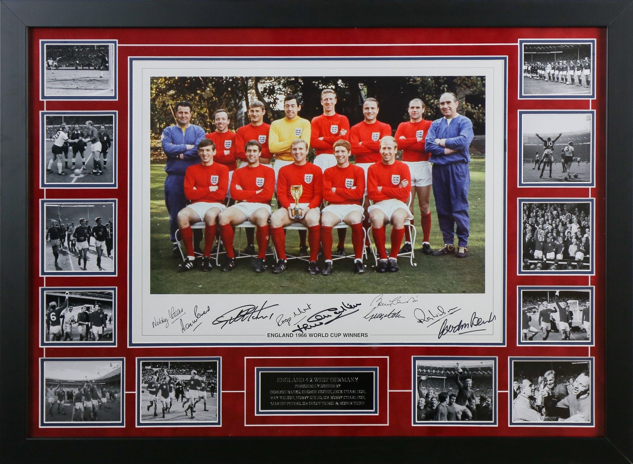 1966 9 Signed England Photograph Framed Display - Memorabilia Framers Shop